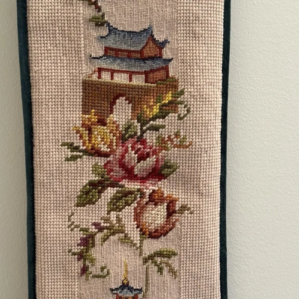 Vintage Handmade Needlepoint Bell Pull 51